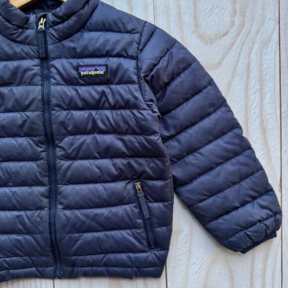Patagonia Duck Down Sweater Boys Size 4T Full Zip Insulated Puffer Jacket Navy - Picture 4 of 9